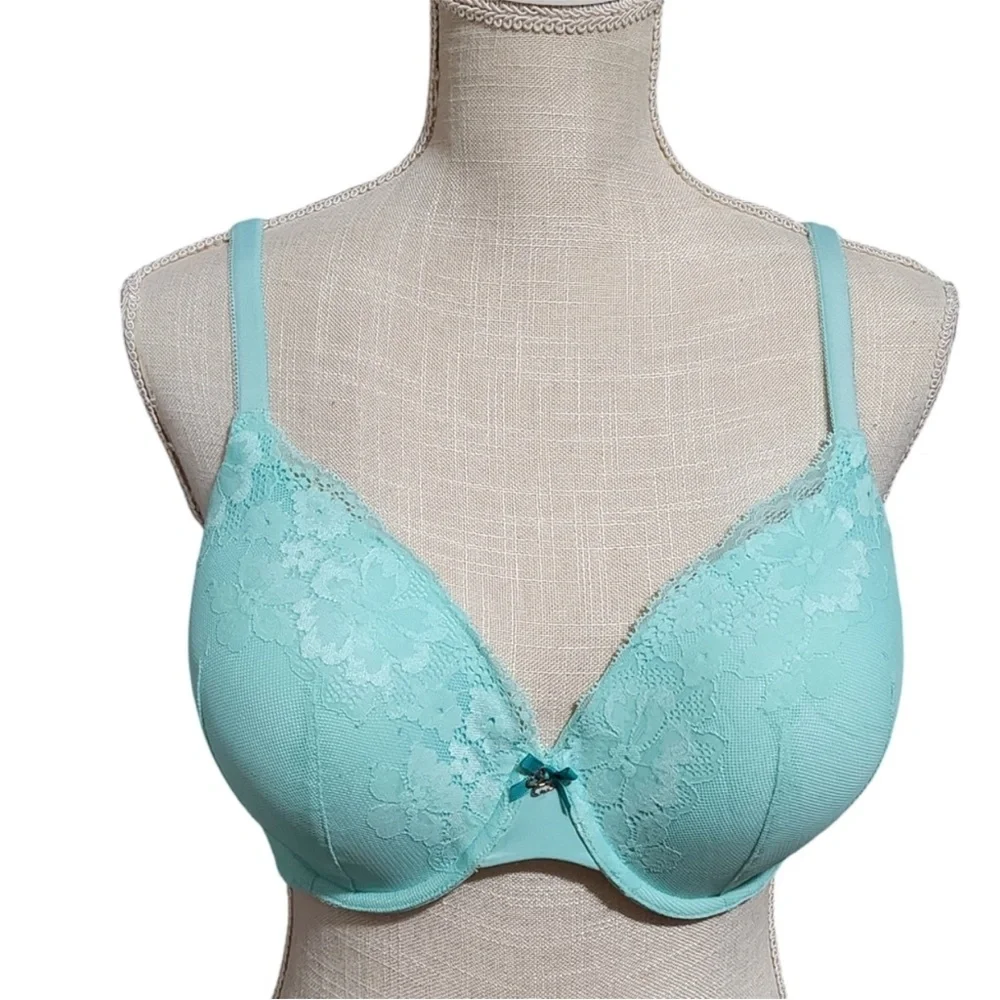 Victoria's Secret Lined Perfect Coverage Lace Mint Bra Size 40DD
